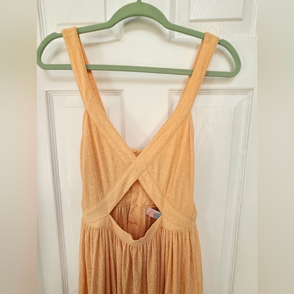 Free People Peach Sleeveless Crinkle Maxi Dress